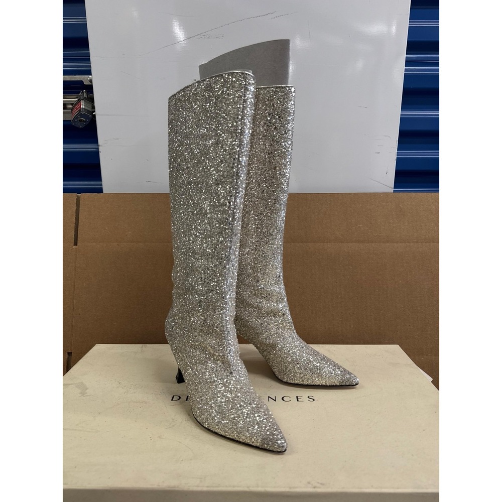 Dear Frances Ana Pointed Toe Tall‎ Boots Shine Glitter Womens Size 36 EU